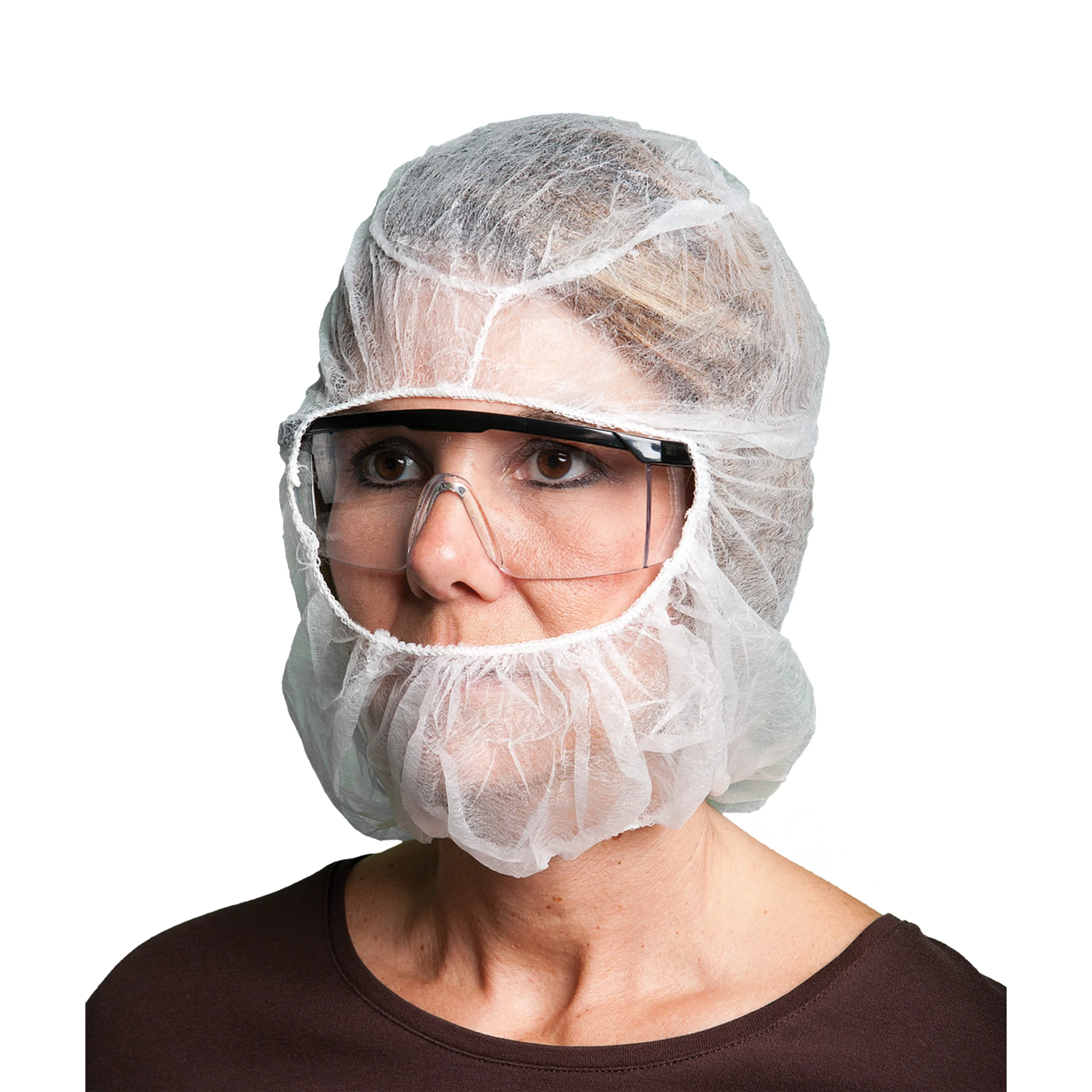 (1000/Case) Disposable White Hood Bouffant Beard Cover Combo