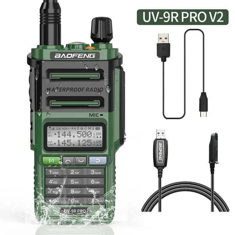 2023 Baofeng UV-9R Pro V1 V2 Waterproof IP68 16KM Walkie Talkie Type-C Charger UHF VHF Long Range UV-5R Upgrade Ham CB Radio