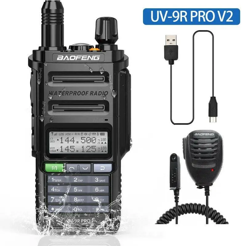 2023 Baofeng UV-9R Pro V1 V2 Waterproof IP68 16KM Walkie Talkie Type-C Charger UHF VHF Long Range UV-5R Upgrade Ham CB Radio