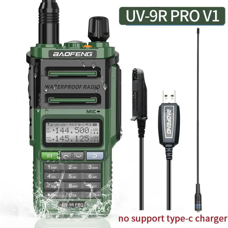 2023 Baofeng UV-9R Pro V1 V2 Waterproof IP68 16KM Walkie Talkie Type-C Charger UHF VHF Long Range UV-5R Upgrade Ham CB Radio