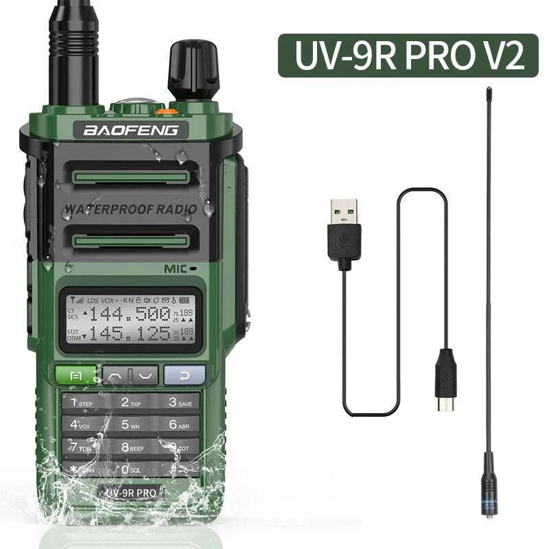 2023 Baofeng UV-9R Pro V1 V2 Waterproof IP68 16KM Walkie Talkie Type-C Charger UHF VHF Long Range UV-5R Upgrade Ham CB Radio