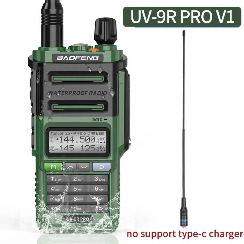 2023 Baofeng UV-9R Pro V1 V2 Waterproof IP68 16KM Walkie Talkie Type-C Charger UHF VHF Long Range UV-5R Upgrade Ham CB Radio