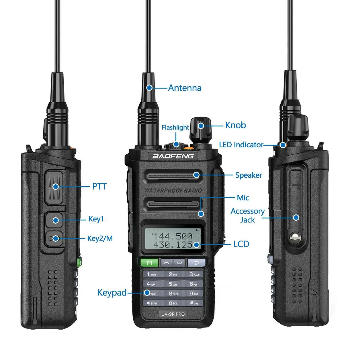 2023 Baofeng UV-9R Pro V1 V2 Waterproof IP68 16KM Walkie Talkie Type-C Charger UHF VHF Long Range UV-5R Upgrade Ham CB Radio