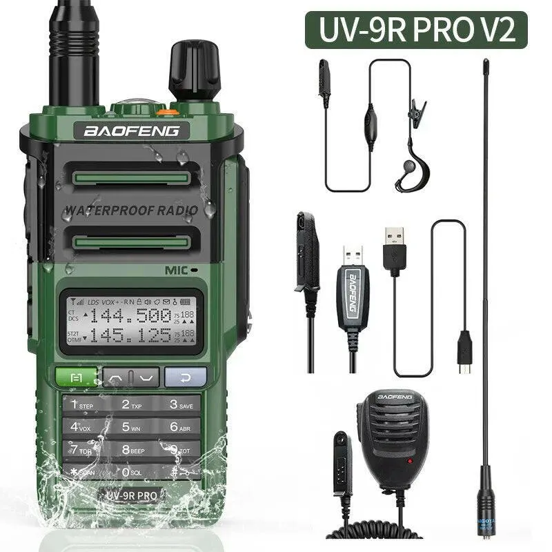 2023 Baofeng UV-9R Pro V1 V2 Waterproof IP68 16KM Walkie Talkie Type-C Charger UHF VHF Long Range UV-5R Upgrade Ham CB Radio