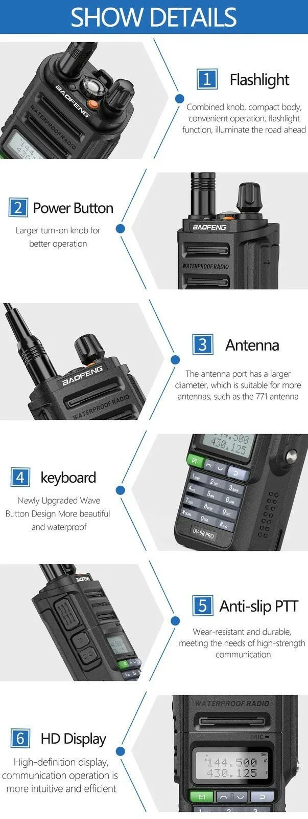 2023 Baofeng UV-9R Pro V1 V2 Waterproof IP68 16KM Walkie Talkie Type-C Charger UHF VHF Long Range UV-5R Upgrade Ham CB Radio