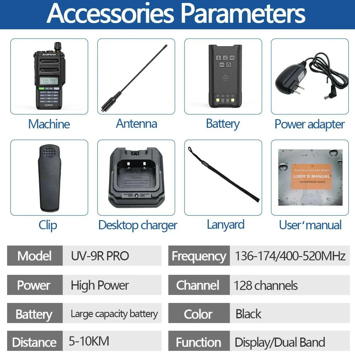2023 Baofeng UV-9R Pro V1 V2 Waterproof IP68 16KM Walkie Talkie Type-C Charger UHF VHF Long Range UV-5R Upgrade Ham CB Radio