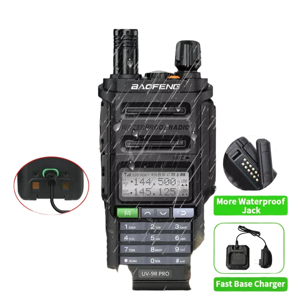 2023 Baofeng UV-9R Pro V1 V2 Waterproof IP68 16KM Walkie Talkie Type-C Charger UHF VHF Long Range UV-5R Upgrade Ham CB Radio