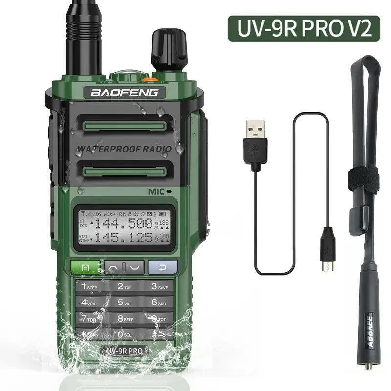 2023 Baofeng UV-9R Pro V1 V2 Waterproof IP68 16KM Walkie Talkie Type-C Charger UHF VHF Long Range UV-5R Upgrade Ham CB Radio