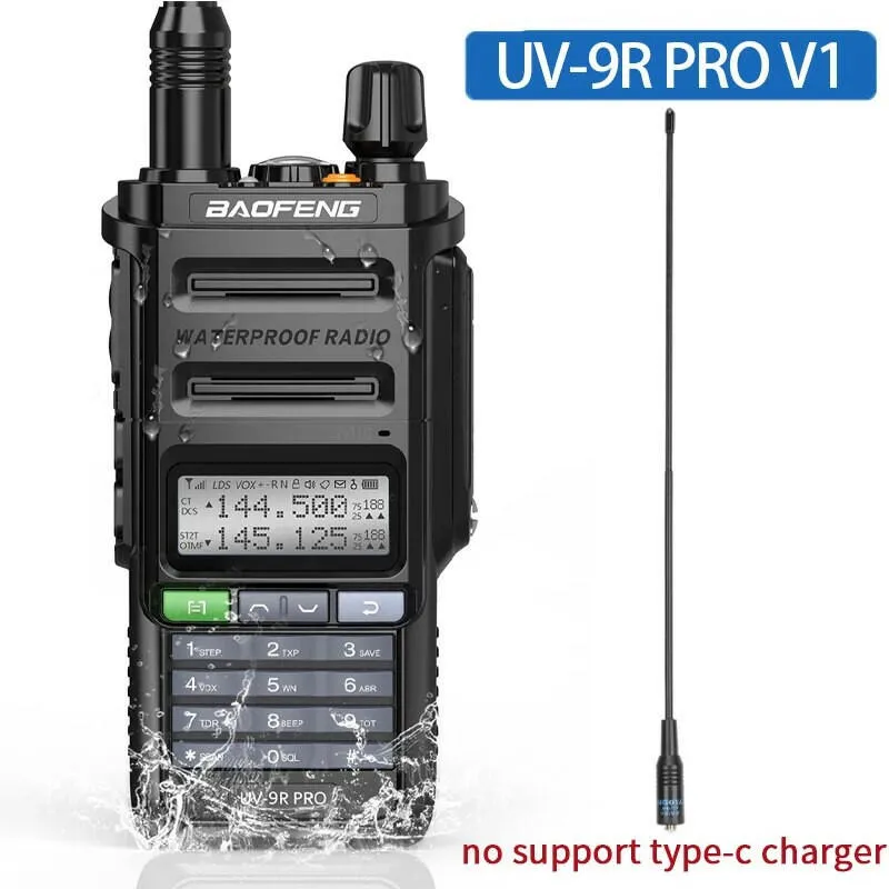 2023 Baofeng UV-9R Pro V1 V2 Waterproof IP68 16KM Walkie Talkie Type-C Charger UHF VHF Long Range UV-5R Upgrade Ham CB Radio