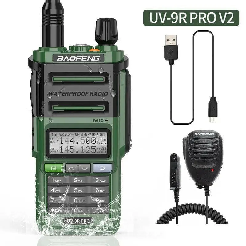 2023 Baofeng UV-9R Pro V1 V2 Waterproof IP68 16KM Walkie Talkie Type-C Charger UHF VHF Long Range UV-5R Upgrade Ham CB Radio