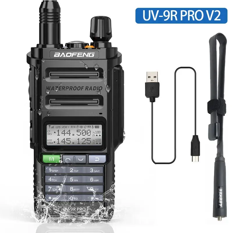 2023 Baofeng UV-9R Pro V1 V2 Waterproof IP68 16KM Walkie Talkie Type-C Charger UHF VHF Long Range UV-5R Upgrade Ham CB Radio