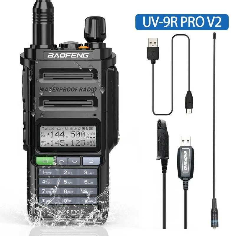 2023 Baofeng UV-9R Pro V1 V2 Waterproof IP68 16KM Walkie Talkie Type-C Charger UHF VHF Long Range UV-5R Upgrade Ham CB Radio