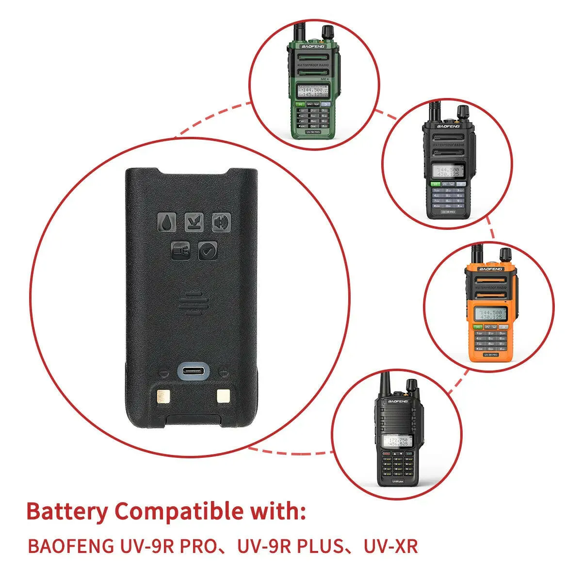 2023 Baofeng UV-9R Pro V1 V2 Waterproof IP68 16KM Walkie Talkie Type-C Charger UHF VHF Long Range UV-5R Upgrade Ham CB Radio