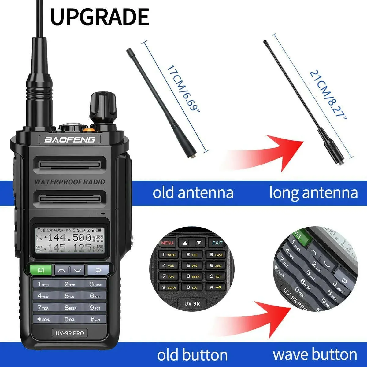 2023 Baofeng UV-9R Pro V1 V2 Waterproof IP68 16KM Walkie Talkie Type-C Charger UHF VHF Long Range UV-5R Upgrade Ham CB Radio