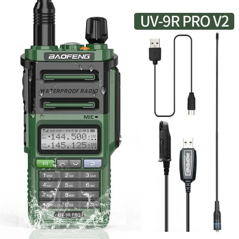 2023 Baofeng UV-9R Pro V1 V2 Waterproof IP68 16KM Walkie Talkie Type-C Charger UHF VHF Long Range UV-5R Upgrade Ham CB Radio