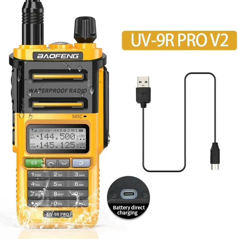 2023 Baofeng UV-9R Pro V1 V2 Waterproof IP68 16KM Walkie Talkie Type-C Charger UHF VHF Long Range UV-5R Upgrade Ham CB Radio
