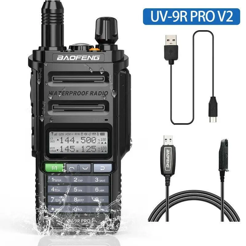 2023 Baofeng UV-9R Pro V1 V2 Waterproof IP68 16KM Walkie Talkie Type-C Charger UHF VHF Long Range UV-5R Upgrade Ham CB Radio