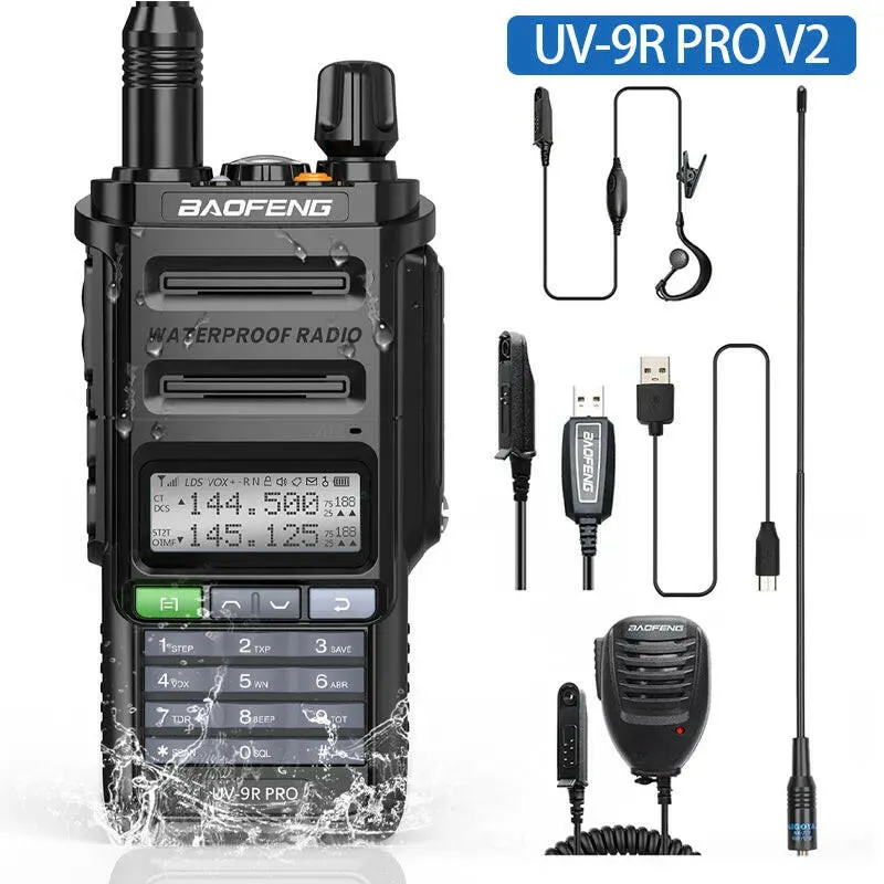 2023 Baofeng UV-9R Pro V1 V2 Waterproof IP68 16KM Walkie Talkie Type-C Charger UHF VHF Long Range UV-5R Upgrade Ham CB Radio