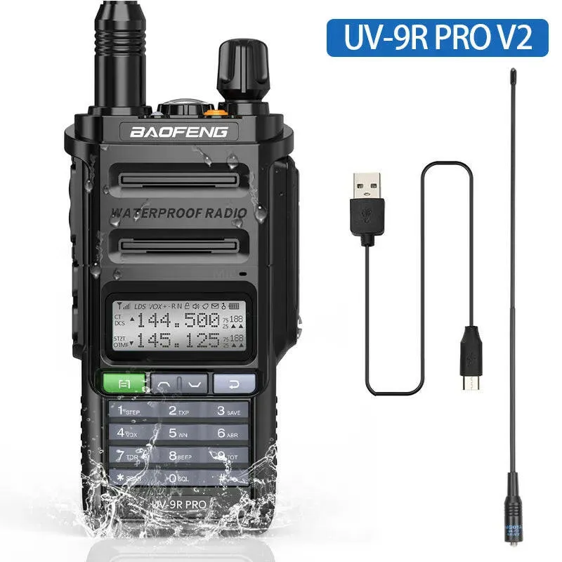 2023 Baofeng UV-9R Pro V1 V2 Waterproof IP68 16KM Walkie Talkie Type-C Charger UHF VHF Long Range UV-5R Upgrade Ham CB Radio