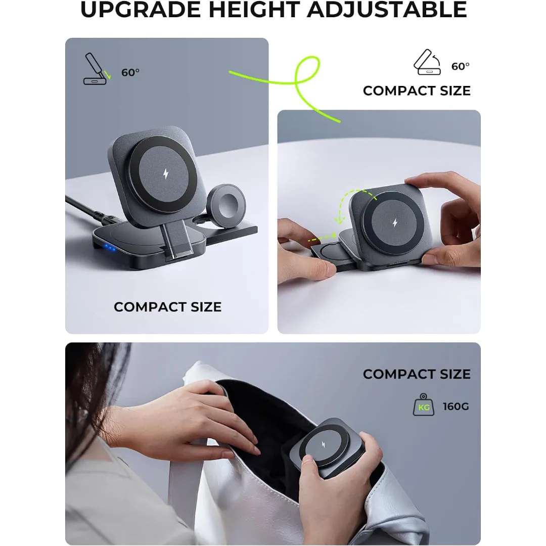 3 in 1 Foldable Magsafe Wireless Charging  Dock Station for iPhone, Apple Watch, and AirPods