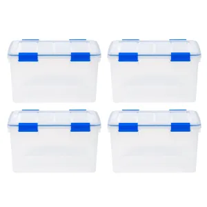 39.5 Quart Plastic Clear Storage Gasket Box Container with Latching Buckle Pack of 3