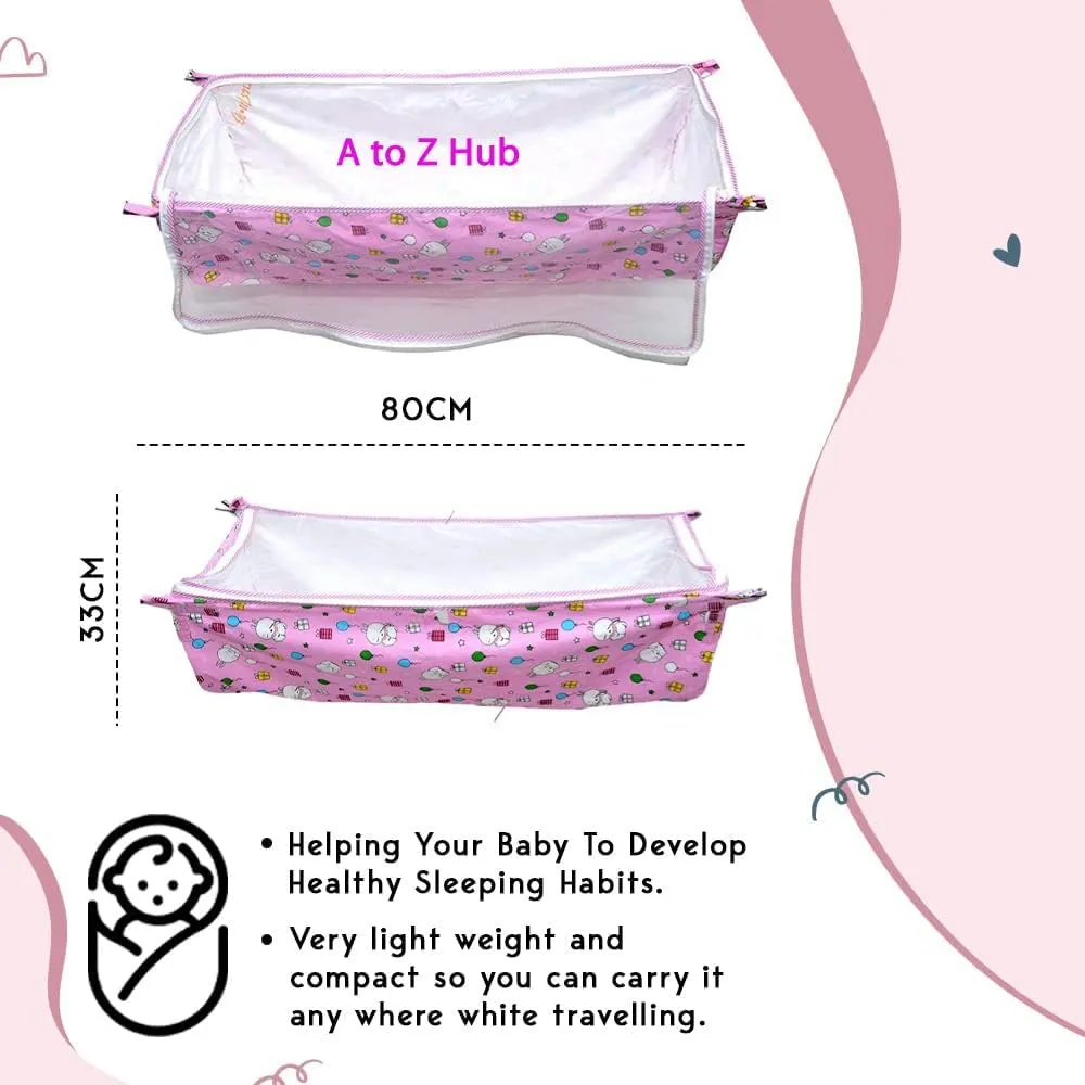 A TO Z HUB Baby Swing Cradle: Portable Folding Jhula/Ghodiyu/with Free Cotton Hammock - Create a Soothing Oasis for Your Precious Little One (Pink)