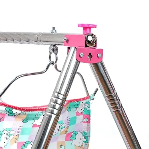 A TO Z HUB Baby Swing Cradle: Portable Folding Jhula/Ghodiyu/with Free Cotton Hammock - Create a Soothing Oasis for Your Precious Little One (Pink)