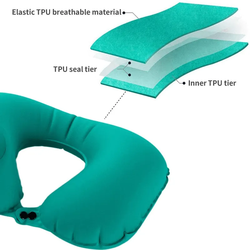 Air Pump U-Shape Inflatable Travel Neck Pillow 150P 183131 Purple - Shop Now For Best Deals