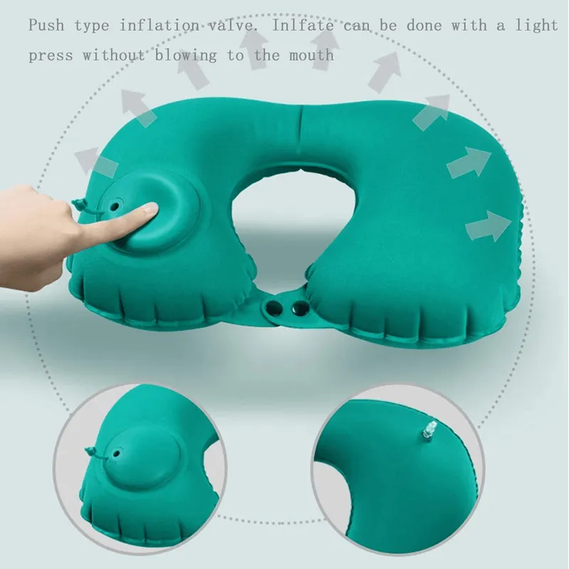 Air Pump U-Shape Inflatable Travel Neck Pillow 150P 183131 Purple - Shop Now For Best Deals