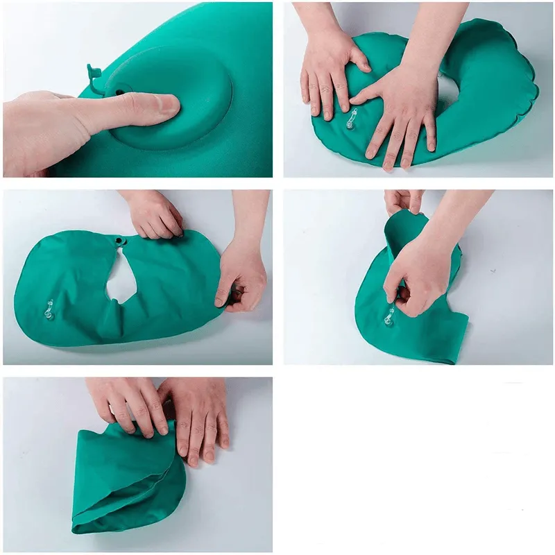 Air Pump U-Shape Inflatable Travel Neck Pillow 150P 183131 Purple - Shop Now For Best Deals