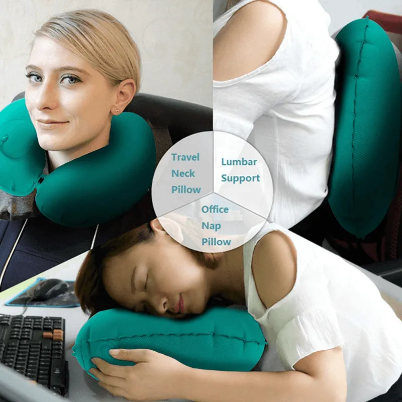 Air Pump U-Shape Inflatable Travel Neck Pillow 150P 183131 Purple - Shop Now For Best Deals