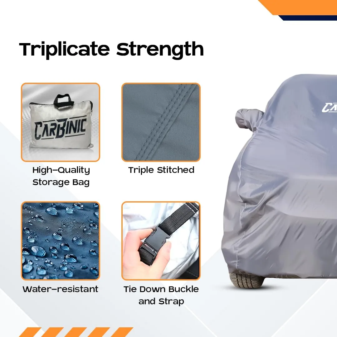 CARBINIC Car Body Cover for Hyundai Venue 2019 | Water Resistant, UV Protection Car Cover | Scratchproof Body Shield | Dustproof All-Weather Cover | Mirror Pocket & Antenna | Car Accessories, Grey