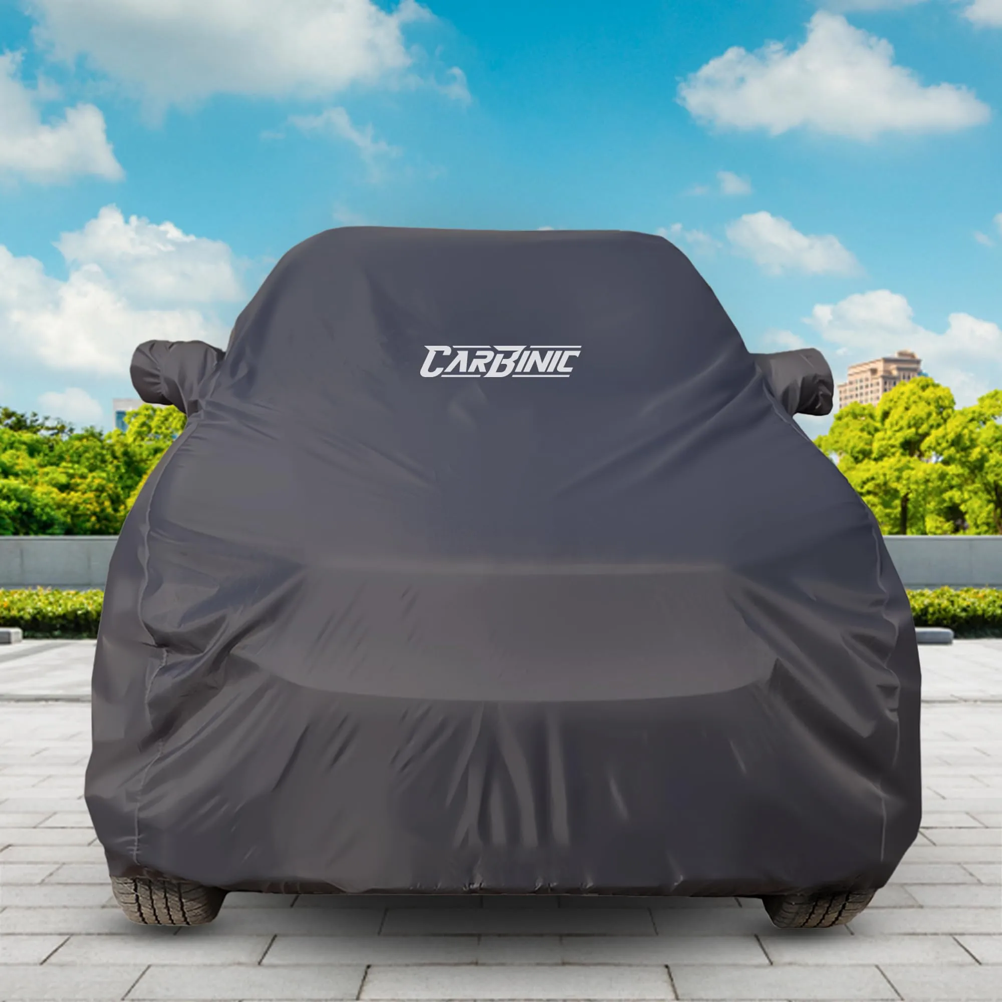 CARBINIC Car Body Cover for Volkswagen Virtus 2022 |Water Resistant, UV Protection Car Cover |Scratchproof Body Shield| Dustproof All-Weather Cover| Mirror Pocket & Antenna |Car Accessories