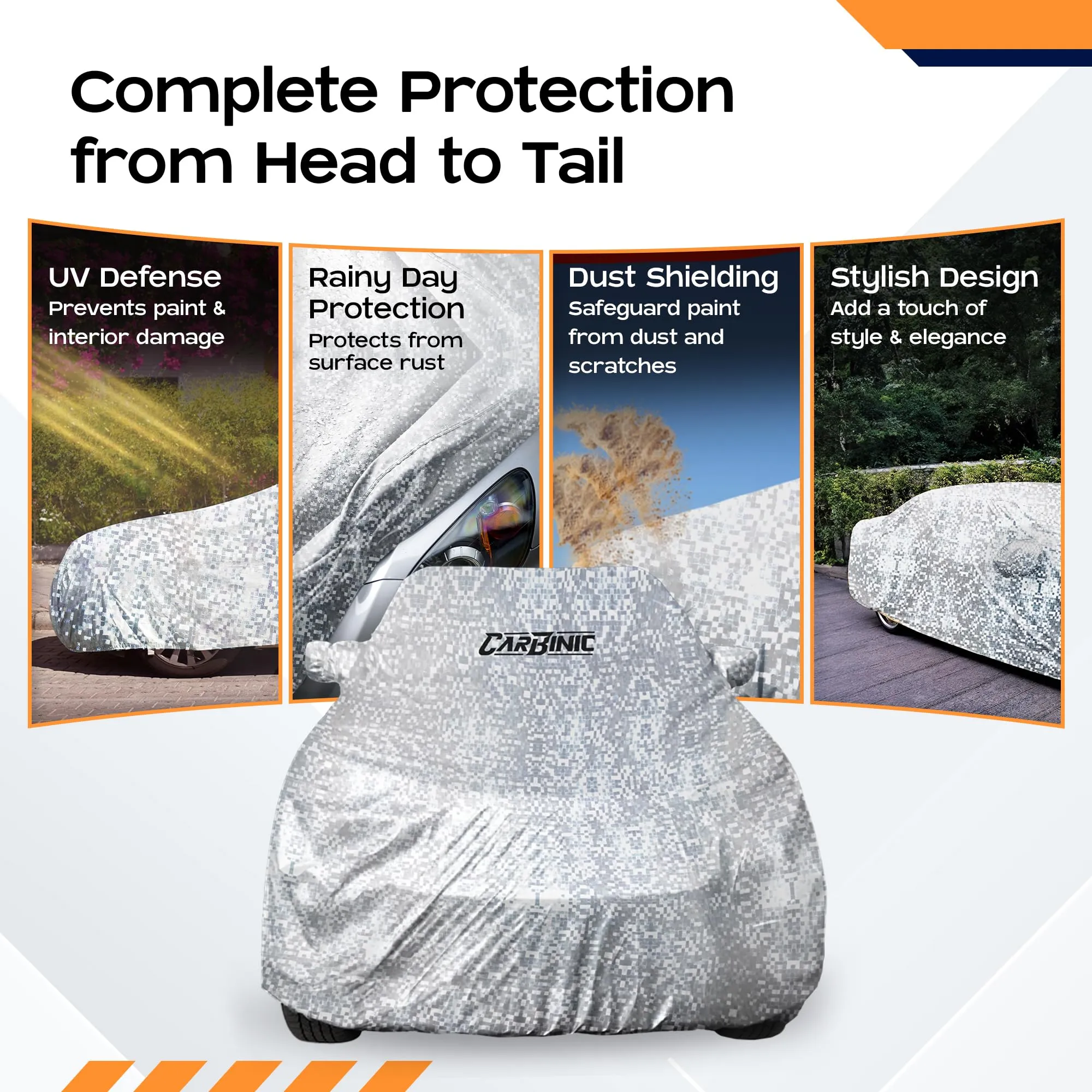 CARBINIC Waterproof Car Body Cover for Honda Elevate 2023 | Dustproof, UV Proof Car Cover | Car Accessories | Mirror Pockets & Antenna Triple Stitched | Double Layered Soft Cotton Lining