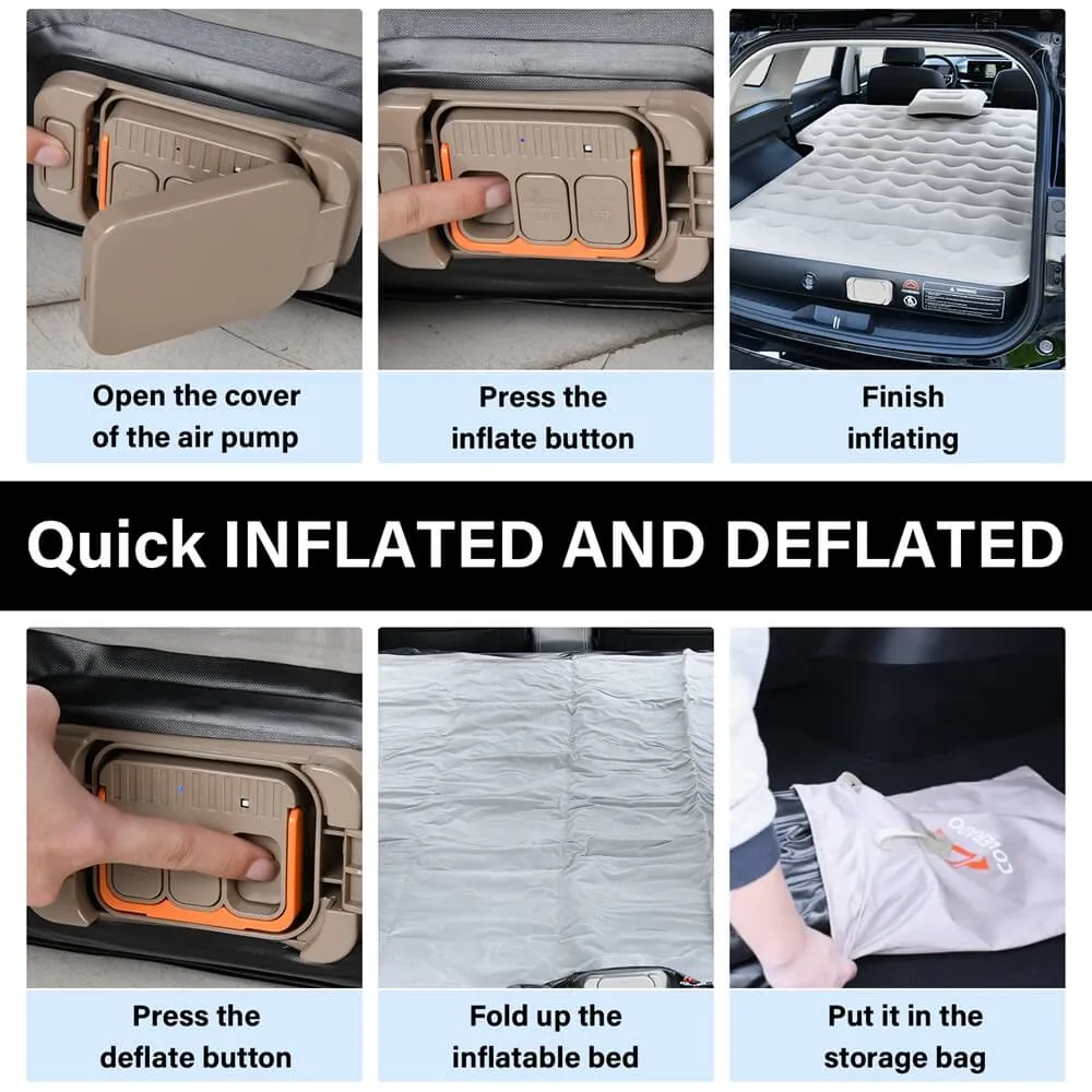Coverado Custom Fit 2020-2024 Tesla Model Y Inflatable Camping Bed Air Mattress Travel SUV Sleeping Pad with Car Air Pump
