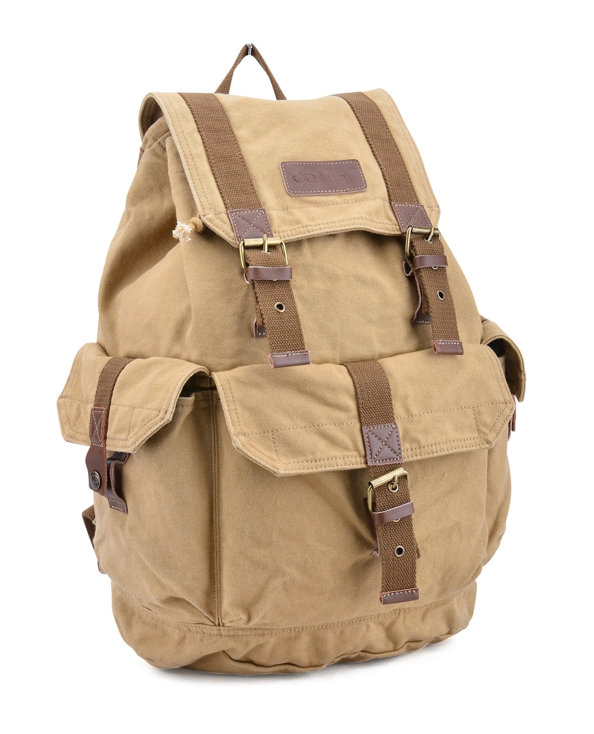 Gootium 21101KA Specially High Density Thick Canvas Backpack Rucksack,Khaki