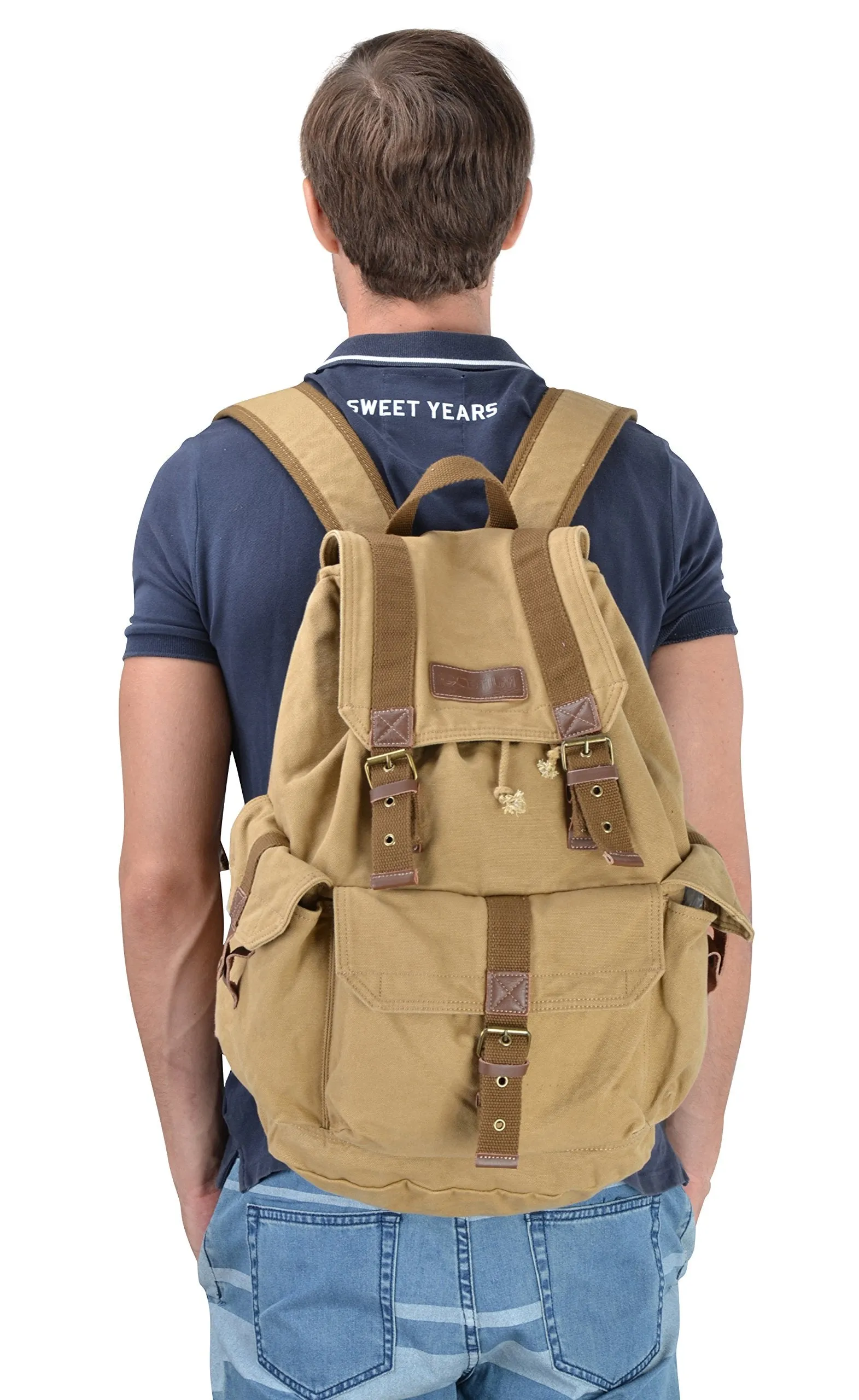 Gootium 21101KA Specially High Density Thick Canvas Backpack Rucksack,Khaki