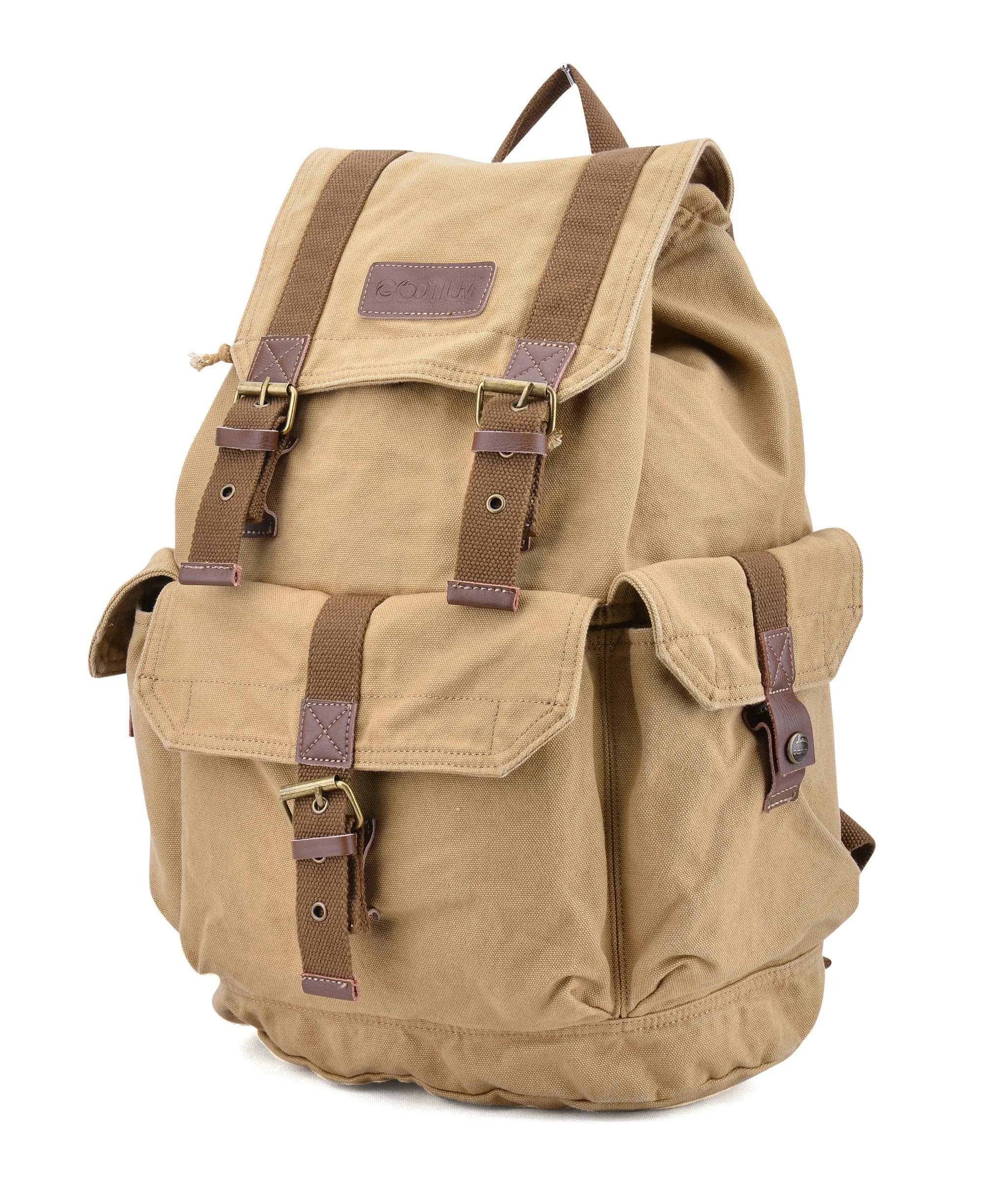 Gootium 21101KA Specially High Density Thick Canvas Backpack Rucksack,Khaki