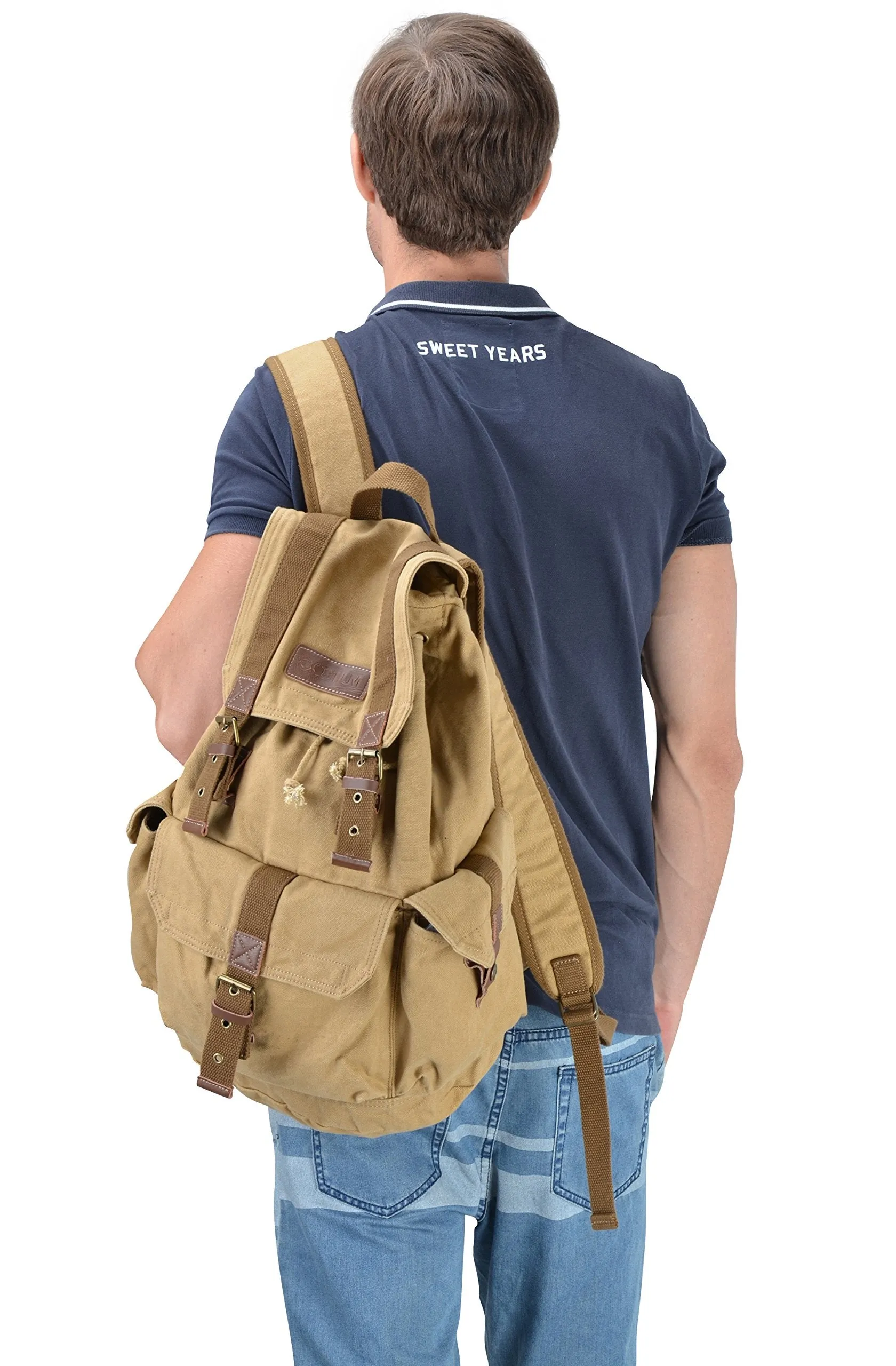 Gootium 21101KA Specially High Density Thick Canvas Backpack Rucksack,Khaki