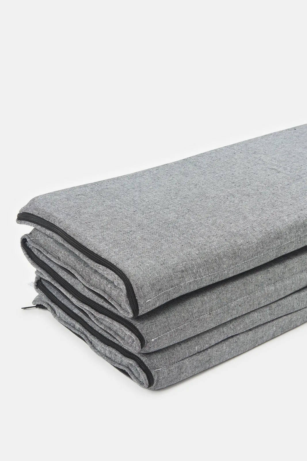 Grey Solid Travel Mattress Set (2 Piece)