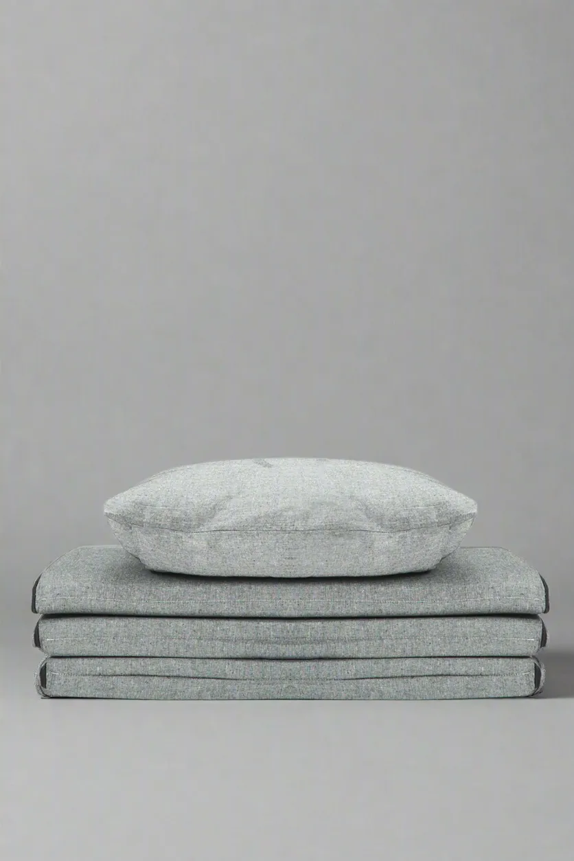 Grey Solid Travel Mattress Set (2 Piece)