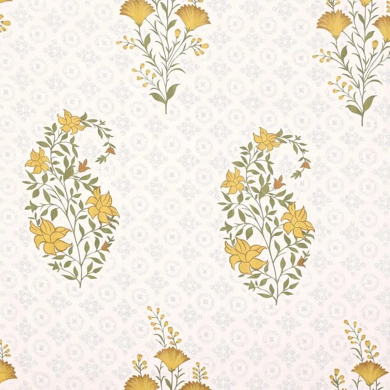 Liah Floral Bedsheet - White & Yellow