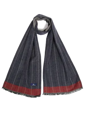 Men's Navy Blue Fashion Herring Bone Pattern Muffler