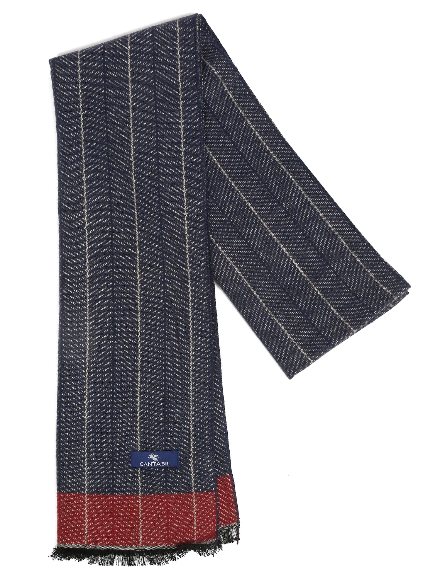 Men's Navy Blue Fashion Herring Bone Pattern Muffler