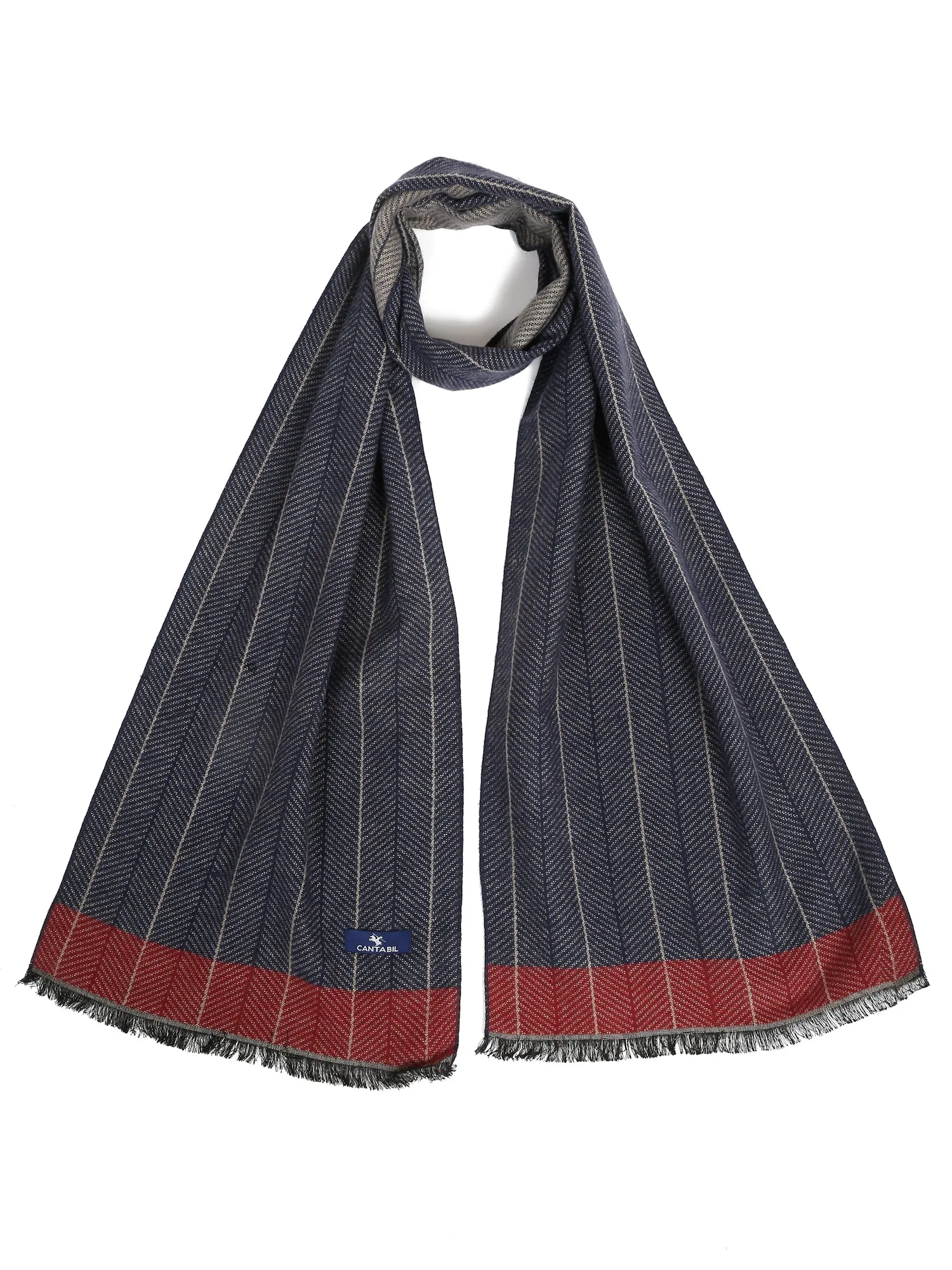 Men's Navy Blue Fashion Herring Bone Pattern Muffler