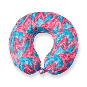 Midnight Jungle Memory Foam Travel Neck Pillow - Pink