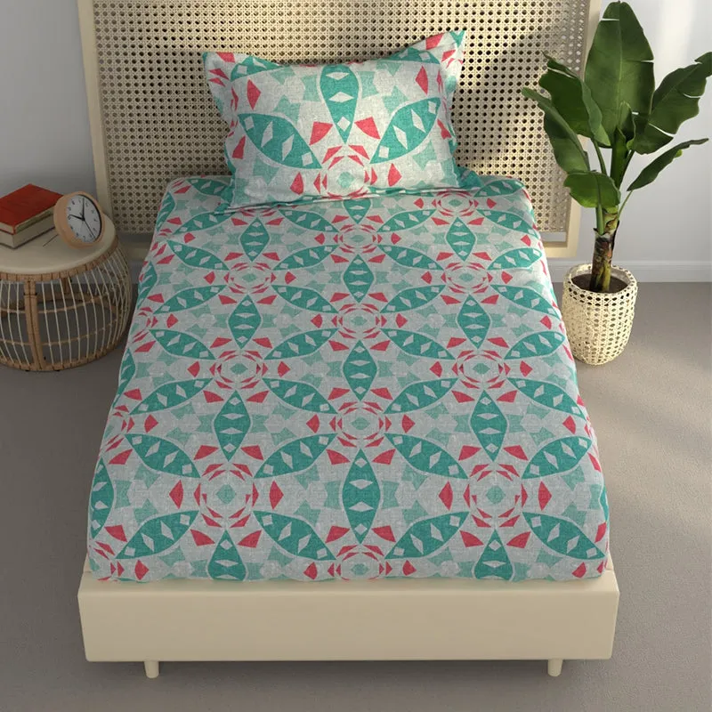Millie Floral Bedsheet - Green & Red