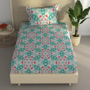 Millie Floral Bedsheet - Green & Red