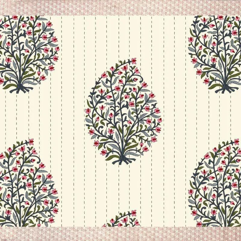 Mughal Floral Bedsheet - Peach