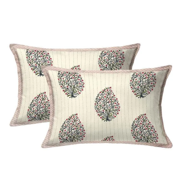 Mughal Floral Bedsheet - Peach